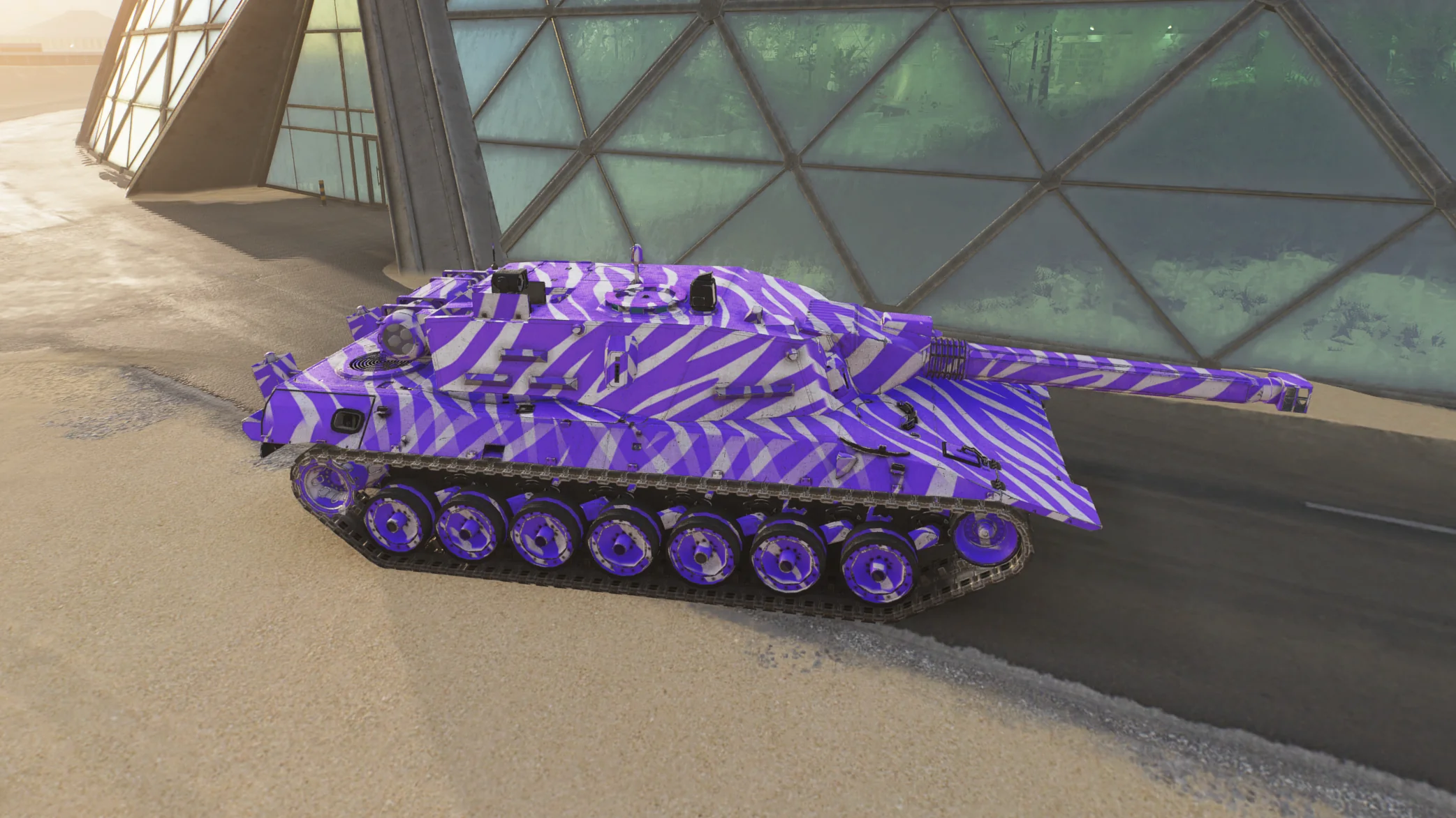 The Leopard 2FK tank shown in its Broadcast Camo, the Week 2 Twitch Drop reward.