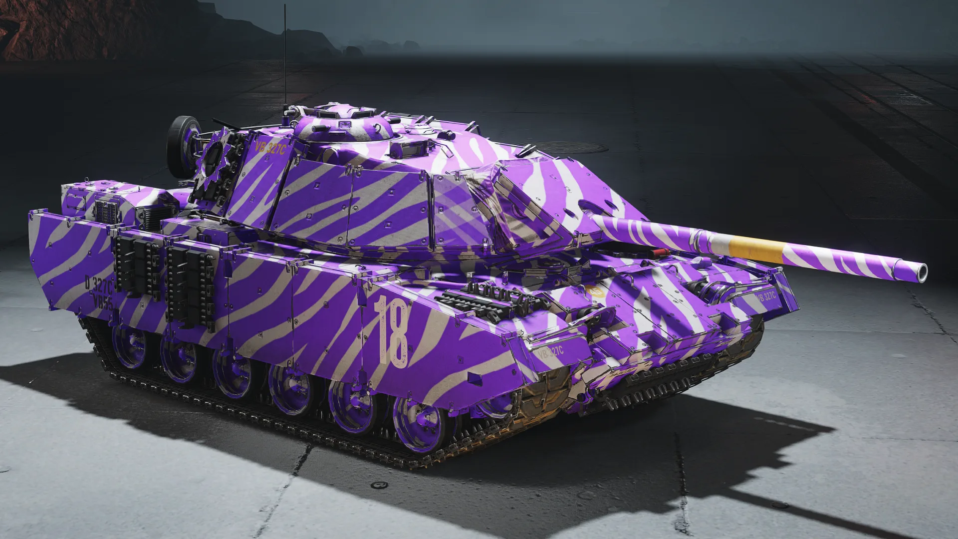 The M60A3E2 tank shown in its Broadcast Camo, the Week 1 Twitch Drop reward.