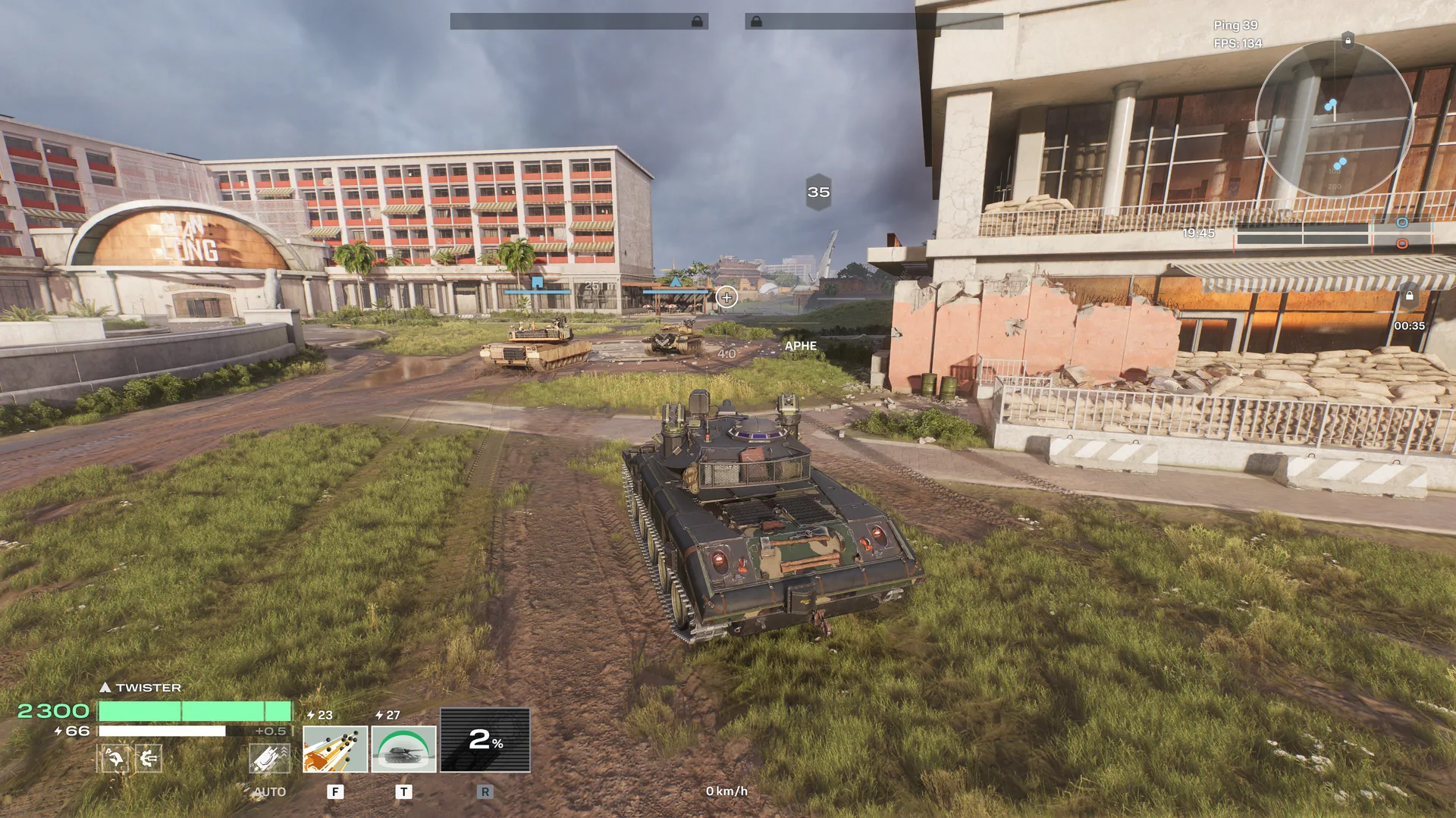 A Control-mode battle showing the base capture markers across the map