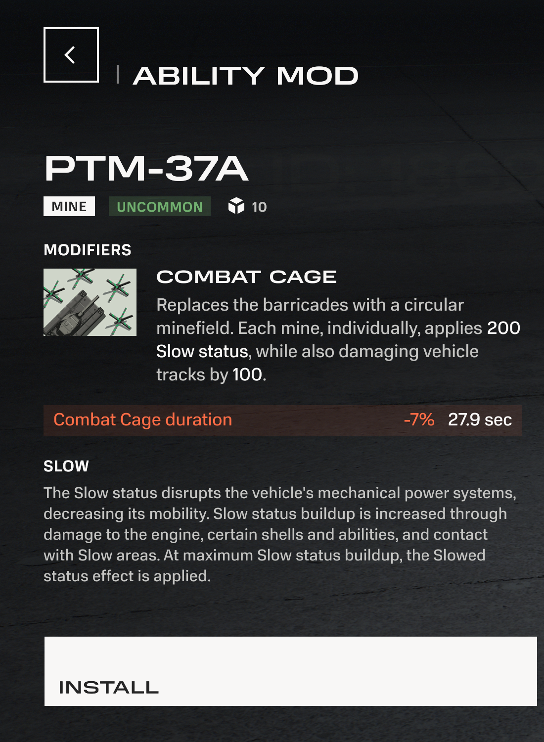 PTM-37A module for Object 287. A mine deployment module; mine duration was extended.