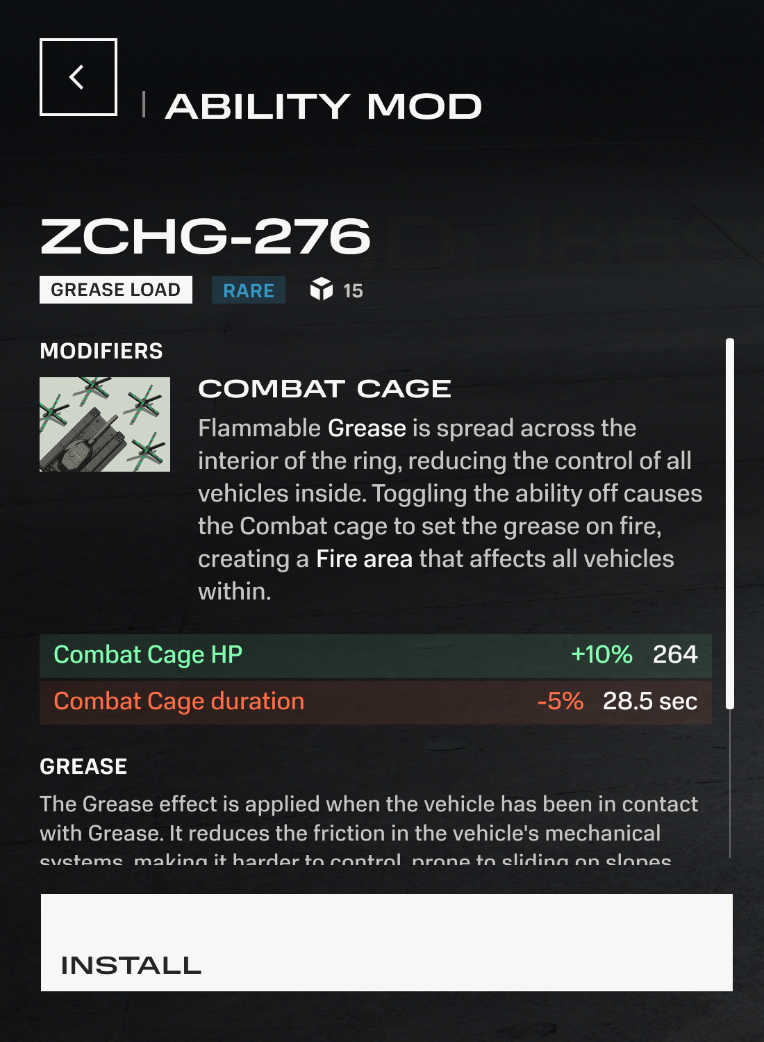 ZCHG-276 module for Object 287. A grease deployment module; deployment timing was slightly delayed.
